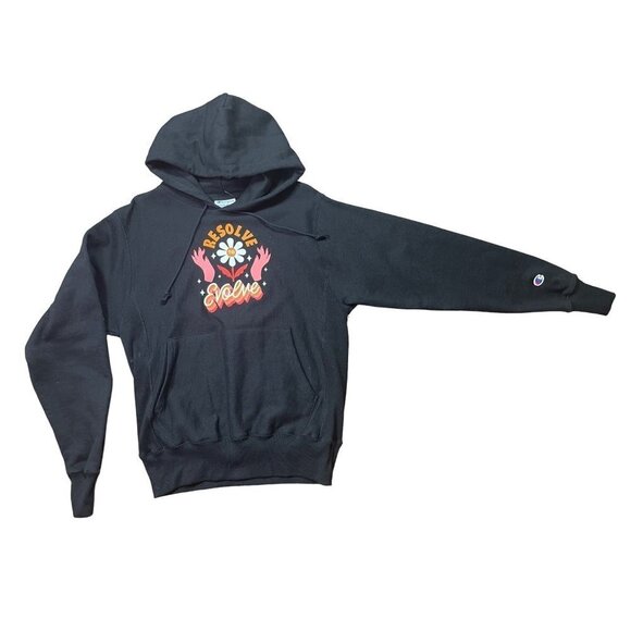 Champion X Steffi Lynn Hoodie Reverse Weave Small Black Resolve To Evolve NEW - Picture 6 of 16